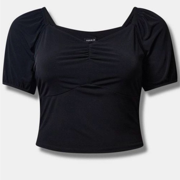 torrid Tops - Studio Knit Sweetheart Smocked Back Crop Top